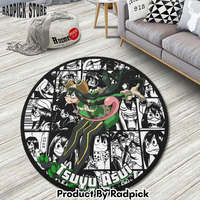 Tsuyu asui manga mix round rug custom my hero academia anime circle carpet  rp0001961